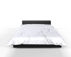 Modern Big Bed - White Sheets - Front View