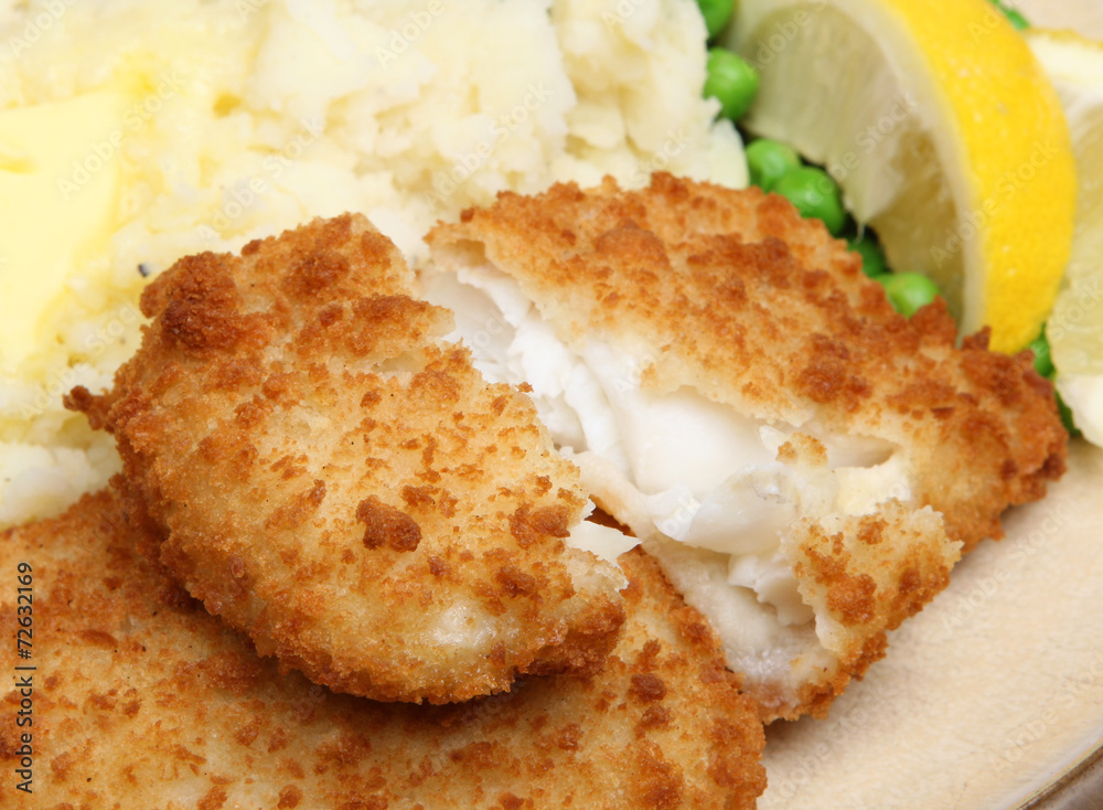 Wall mural breaded haddock fish fillets