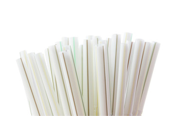 isolated sheaf of plastic tubes on a white background