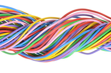 Bunch of colorful electrical cables