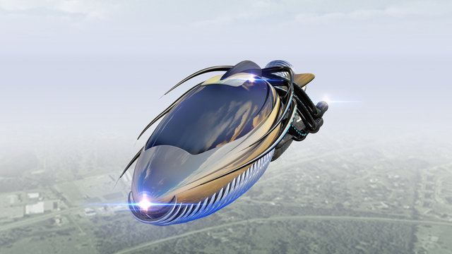 Futuristic military spacecraft or surveillance drone