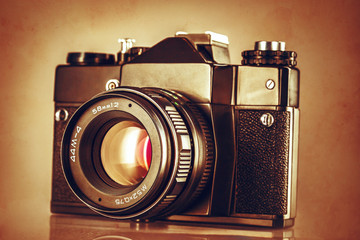 Abstract textured image of vintage camera