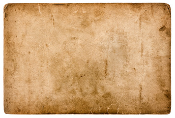 aged stained paper sheet isolated on white background - obrazy, fototapety, plakaty