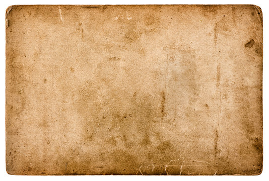 aged stained paper sheet isolated on white background
