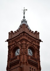 Fototapeta na wymiar Building from Cardiff bay and grey sky