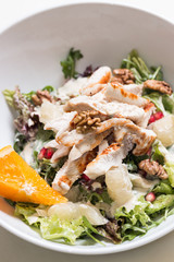 Turkey breast salad with walnut and pomelo