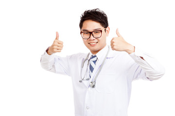 Asian male doctor show thumbs up