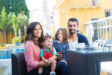 Family close to the pool