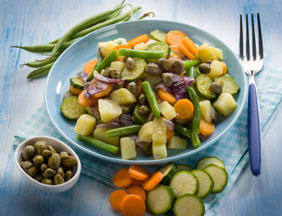 steamed mixed vegetables with capers