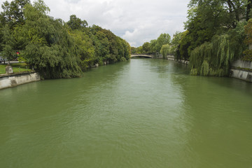 River Isar as it flows through Munich, Germany