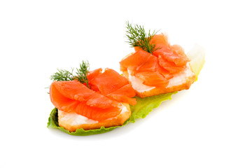 Sandwiches with salmon fillet