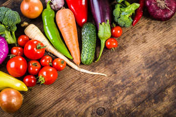 vegetables on wooden table