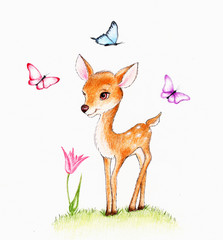 Obraz Jelonek Bambi z motylkami