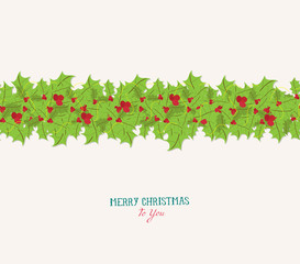 christmas holly seamless pattern