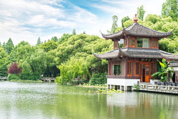 Naklejka premium detail of the historic Yuyuan Garden created in the year 1559 by