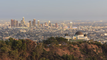 Fototapeta na wymiar Los Angeles Sunset Cityscape, Griffin Observatory
