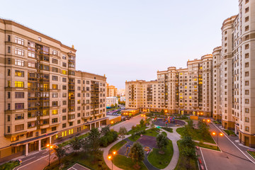 Modern residential area in Moscow. High-rise buildings