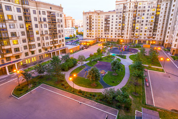 Modern residential area in Moscow. High-rise buildings