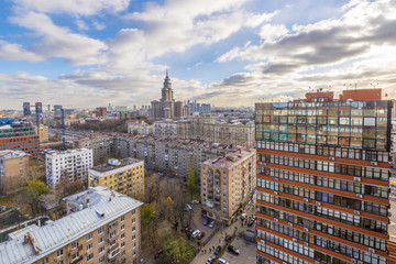 Modern residential area in Moscow. High-rise buildings