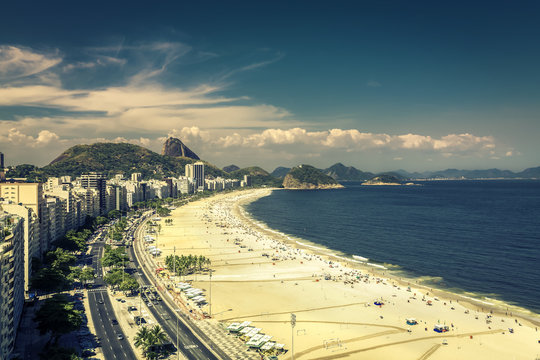 Famous Copacabana Beach in Rio de Janeiro, Brazil