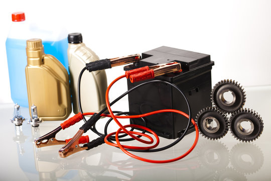 Set of auto parts, car battery