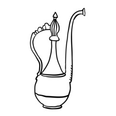 Antique jug or teapot, vector illustration