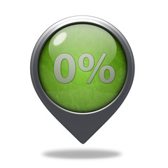 Zero percent pointer icon on white background