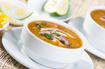 Delicious encebollado fish stew from Ecuador