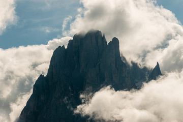Sassolungo peaks in cloud inversion