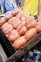 BBQ sausages in the market