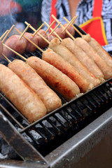 BBQ sausages in the market