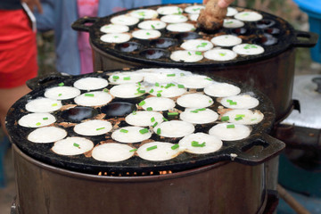 Coconut milk mix sugar and flour. - Kind of Thai sweetmeat