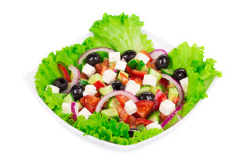 Greek salad in plate.