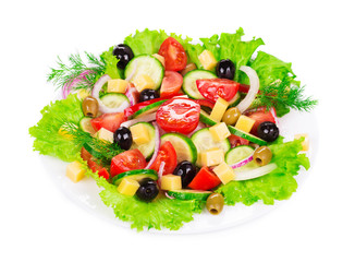 Greek salad in plate.