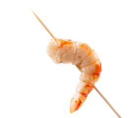 Grilled shrimps on a stick.