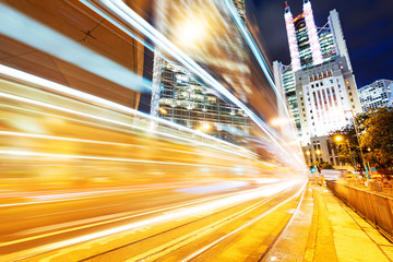 traffic in Hong Kong at night