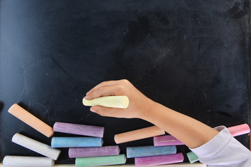 hand of child writing