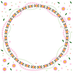 Round greeting frame of floral garland