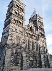 Fototapeta na wymiar The historic cathedral of Lund a city in Scane in Sweden