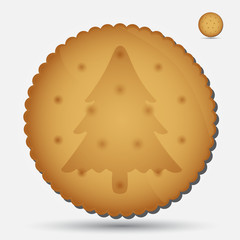 christmas brown biscuit with tree symbol eps10