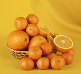 oranges on a yellow background