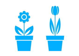 Blue flower icons on white background