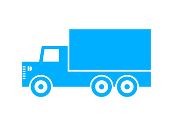 Blue truck icon on white background