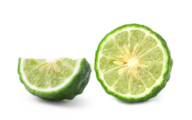 Fototapeta na wymiar kaffir Lime or Bergamot fruit on white background