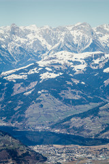 Beautiful view from Kitzsteinhorn ski resort in Alps