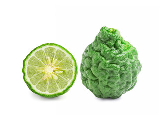kaffir Lime or Bergamot fruit on white background
