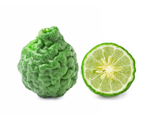 kaffir Lime or Bergamot fruit on white background