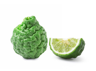 kaffir Lime or Bergamot fruit on white background
