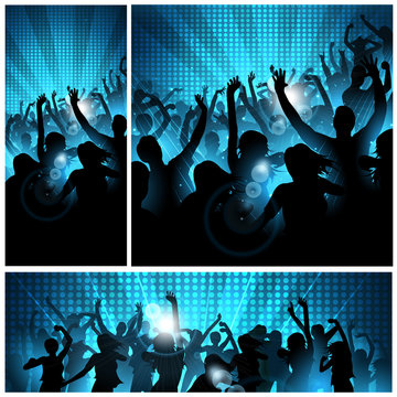 Collection of party Music silhouette backgrounds