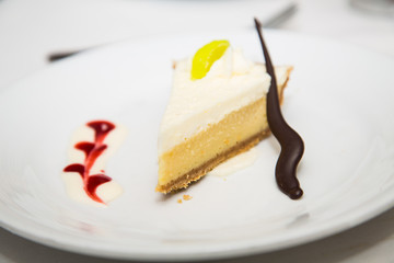Chocolate Straw Garnish on Lemon Meringue Pie